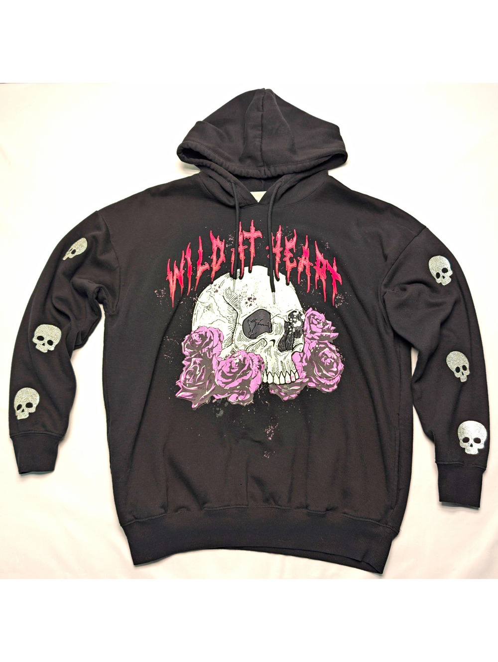 No Boundaries Hoodie Women's Wild at Heart Skull Rhinestone Emo Edgy Y2K Sz M